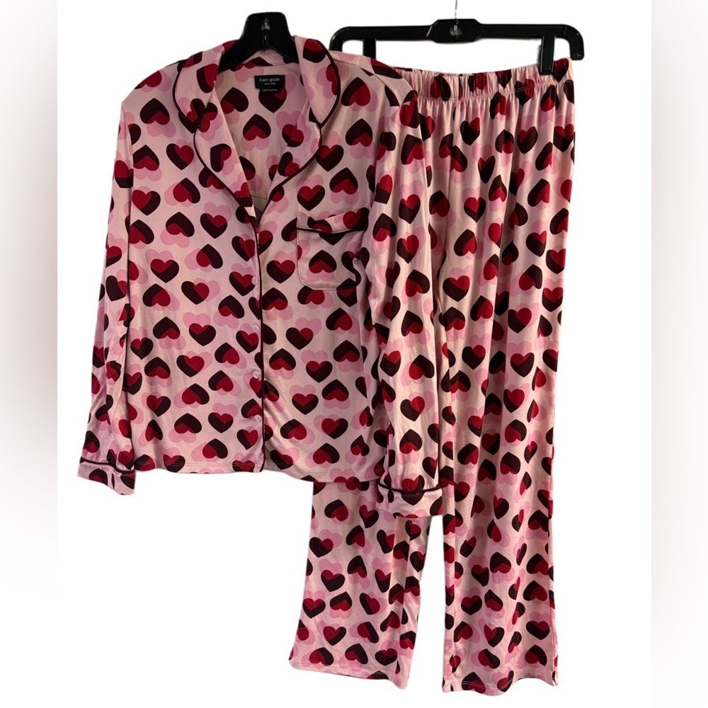 Kate Spade Pink & Red Valentines Day Heart Pajama Set Size S